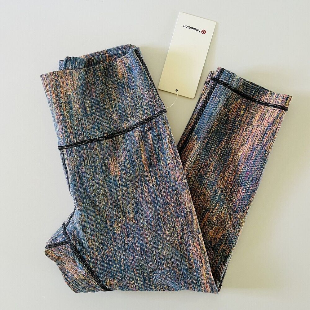 LULULEMON ATHLETICA Red Teal Wunder Under HR Crop 21" *Jacq Leggings - US 10
